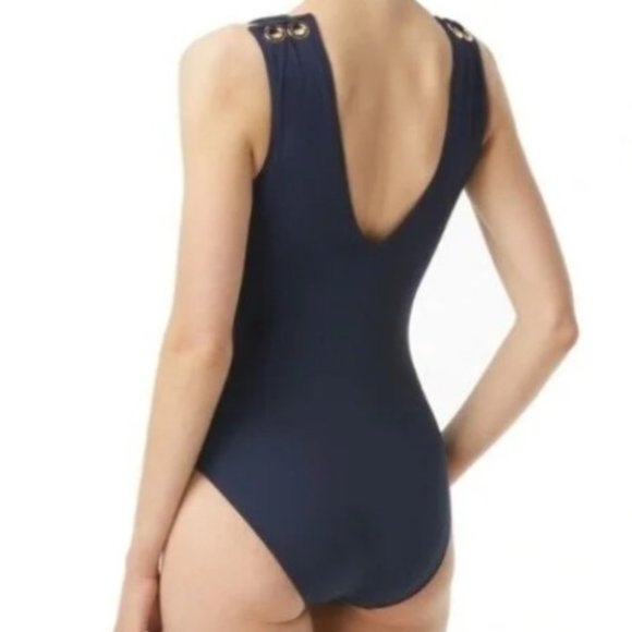 Michael Michael Kors Grommet V-Neck One-Piece Swimsuit Size 14 - Picture 14 of 14